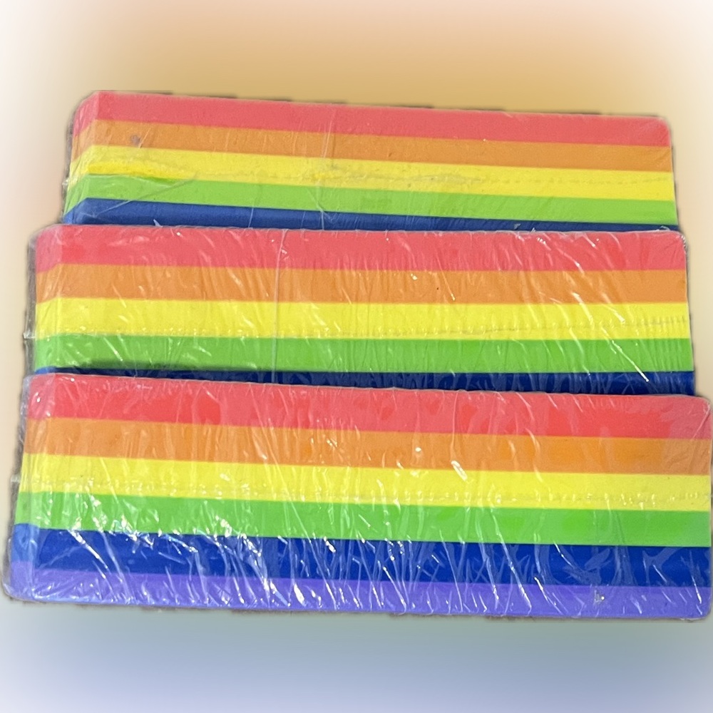 🔴New Jumbo Rainbow Pencil Erasers Art School Office 3 PCS